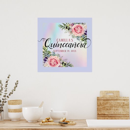 ロマンチックエレガントフローラ魅力的クインセアニラ ポスター (キッチン)