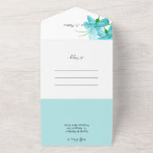 ロマンチックエレガントブルーウォーターカラーアイリス オールインワン招待状 (外側)