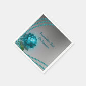 ロマンチックエレガントブルークリスタルバラパール スタンダードカクテルナプキン (角)