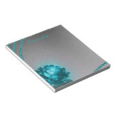 ロマンチックエレガントブルークリスタルバラパール ノートパッド (アングル)