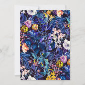 ロマンチックエレガントブルーフローラシ結婚ック 招待状 (裏面)