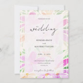 ロマンチックエレガントボヘミアックシックな水カラーフローラ 招待状 (正面)