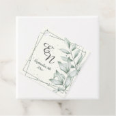 ロマンチックエレガントモノグラム葉グリーン結婚ズ フェイバータグ (インサイチュ)