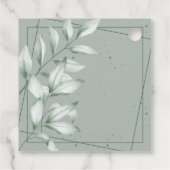 ロマンチックエレガントモノグラム葉グリーン結婚ズ フェイバータグ (裏面)