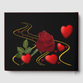 ロマンチックエレガントレッドローズハート金ゴールドアクセント ゲストブック (裏面)