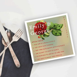 ロマンチックエレガントレッドローズフローラおもしろいファクト結婚ズ スタンダードカクテルナプキン