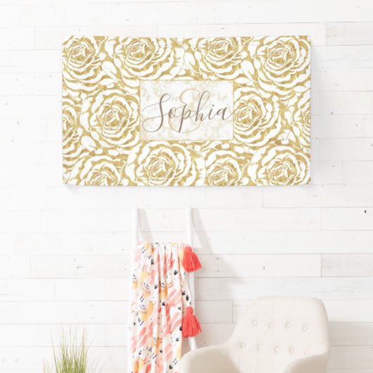 ロマンチックエレガント金ゴールドバラの像 横断幕 (インサイチュ)