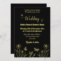 ロマンチックエレガント金ゴールドフラワーブラック