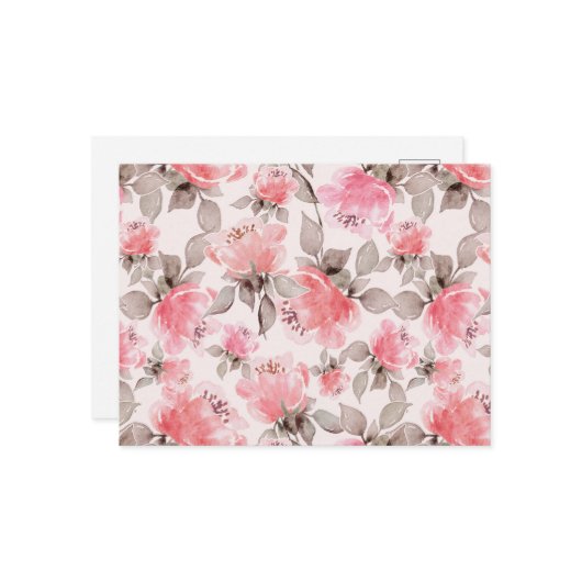 ロマンチックエレガント、水彩バラ ポストカード (正面/裏面インサイチュ)