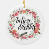 ロマンチックオレアンダーバードピンクフローラドリーム セラミックオーナメント (裏面)