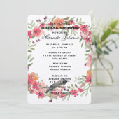 ロマンチックオレアンダーバードピンクフローラブライダルシャワー 招待状 (スタンド正面)