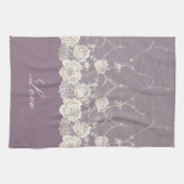 ロマンチックオーキッドパープルフローラ キッチンタオル (横)