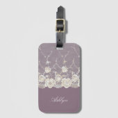 ロマンチックオーキッドパープルフローラ ラゲッジタグ (正面縦)