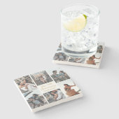 ロマンチックカスタムなフォトコラージュ記念日ギフト ストーンコースター (横)