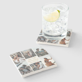 ロマンチックカスタムなフォトコラージュ記念日ギフト ストーンコースター