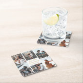 ロマンチックカスタムなフォトコラージュ記念日パーティー スクエアペーパーコースター (インサイチュ)