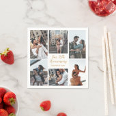 ロマンチックカスタムなフォトコラージュ記念日パーティー スタンダードカクテルナプキン (インサイチュ)