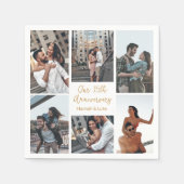 ロマンチックカスタムなフォトコラージュ記念日パーティー スタンダードカクテルナプキン (正面)