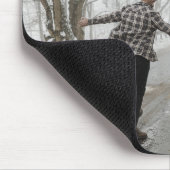 ロマンチックカスタムな冬のカップルの写真 マウスパッド (コーナー)