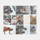 ロマンチックカスタムな記念日フォトコラージュモダン フリースブランケット (正面(横))