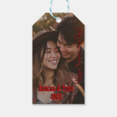ロマンチックカスタムな赤い写真（名前/日付） ギフトタグ (正面)
