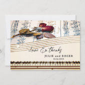 ロマンチックカスタムな音楽結婚写真のサンキューカード サンキューカード (正面)