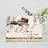 ロマンチックカスタムな音楽結婚写真のサンキューカード サンキューカード (スタンド正面)