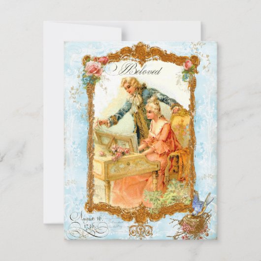 ロマンチックカップフランスのルヴィンテージスタイル招待状 招待状 (正面)