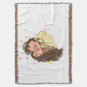 ロマンチックカップルイラストレーションブランケット スローブランケット (正面縦)