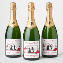 ロマンチックカップルSilhoutte赤いハート パーソナライズされた