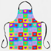 ロマンチックカラフルなハートパタポップ・アートのーン エプロン (正面)
