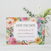 ロマンチックカラフルな庭の花は日付を保存 招待状 (スタンド正面)