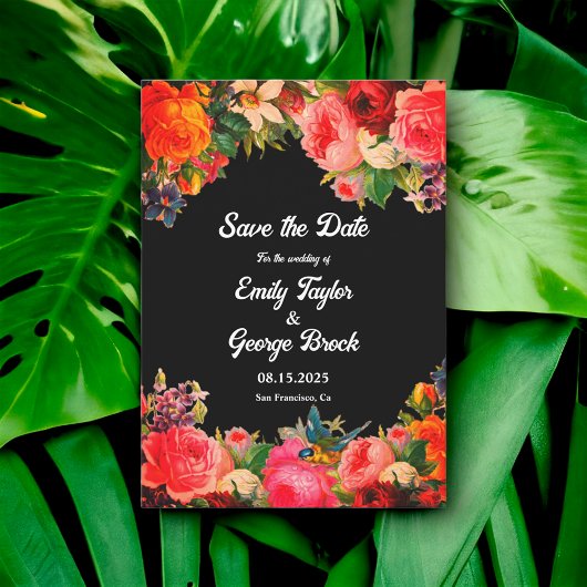 ロマンチックカラフルな植物園のフローラ結婚ズ セーブザデート