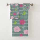 ロマンチックカラフルシックなフローラルパターントレンディーバス バスタオルセット (インサイチュ)