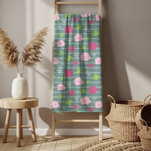 ロマンチックカラフルシックなフローラルパターントレンディーバス バスタオルセット