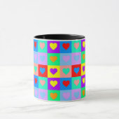 ロマンチックカラフルハートパタポップ・アートのーン マグカップ (中央)