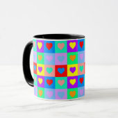 ロマンチックカラフルハートパタポップ・アートのーン マグカップ (正面左)