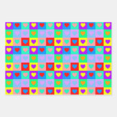 ロマンチックカラフルハートパタポップ・アートのーン ラッピングペーパーシート (正面)