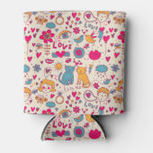 ロマンチックカラフルパターン 缶クーラー (正面)