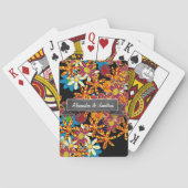 ロマンチックカラフルフローラシャルボードブラックバナー トランプ (裏面)