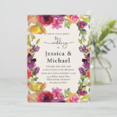 ロマンチックカラフルボホウォーター色のフローラ結婚ズ 招待状 (スタンド正面)