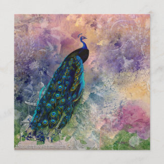 ロマンチックガゼボピーコックアンドウォーターカラー 招待状