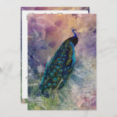 ロマンチックガゼボピーコックアンドウォーターカラー 招待状 (正面/裏面)