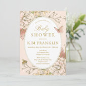ロマンチックガーデンフローラベビービーガールシャワー 招待状 (スタンド正面)