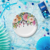 ロマンチックガーデンフローラ水彩 ペーパープレート (パーティー)