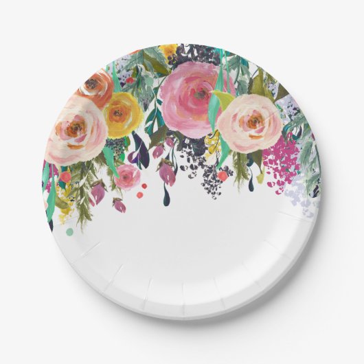 ロマンチックガーデンフローラ水彩 ペーパープレート (正面)