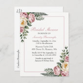 ロマンチックガーデンフローラ牡丹&バラブライダルシャワー インビテーションポストカード (正面/裏面)