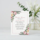ロマンチックガーデンフローラ牡丹&バラブライダルシャワー インビテーションポストカード (スタンド正面)