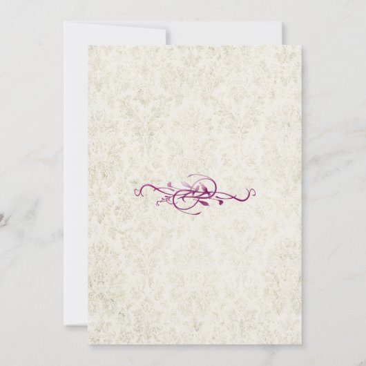 ロマンチックガーデンマゼンダファンシー結婚式招待状 招待状 (裏面)