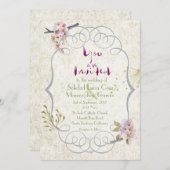 ロマンチックガーデンマゼンダファンシー結婚式招待状 招待状 (正面/裏面)